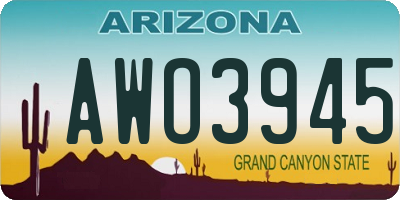 AZ license plate AWO3945