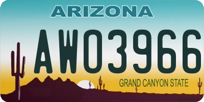 AZ license plate AWO3966