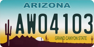 AZ license plate AWO4103