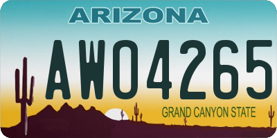 AZ license plate AWO4265