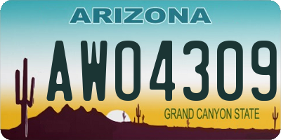 AZ license plate AWO4309
