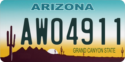 AZ license plate AWO4911
