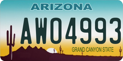 AZ license plate AWO4993