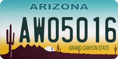 AZ license plate AWO5016