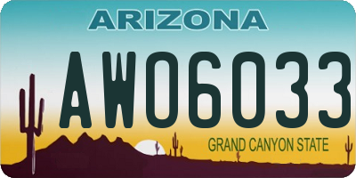 AZ license plate AWO6033