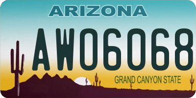 AZ license plate AWO6068