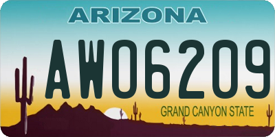 AZ license plate AWO6209