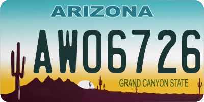 AZ license plate AWO6726