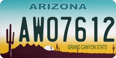 AZ license plate AWO7612