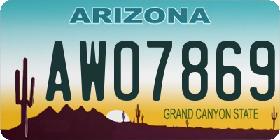 AZ license plate AWO7869