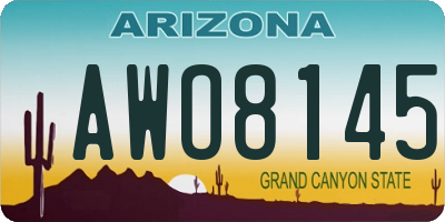 AZ license plate AWO8145