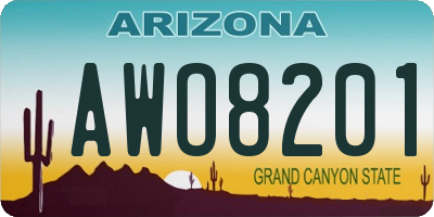 AZ license plate AWO8201