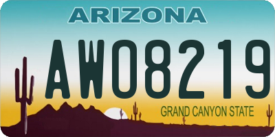 AZ license plate AWO8219