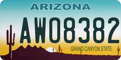 AZ license plate AWO8382