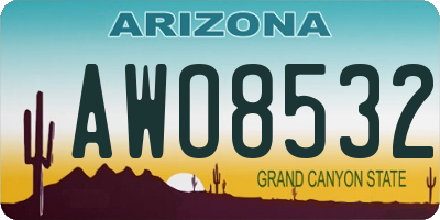 AZ license plate AWO8532