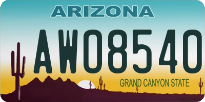 AZ license plate AWO8540