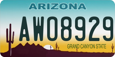 AZ license plate AWO8929