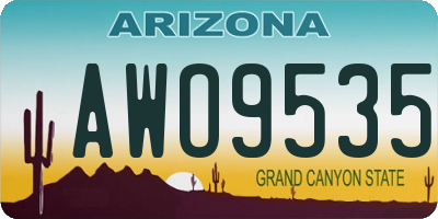 AZ license plate AWO9535
