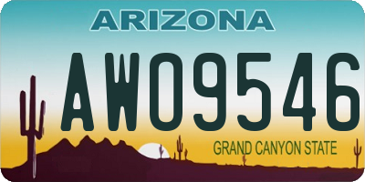AZ license plate AWO9546