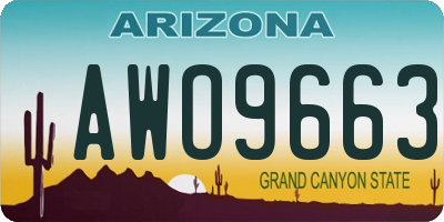 AZ license plate AWO9663