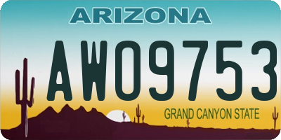 AZ license plate AWO9753