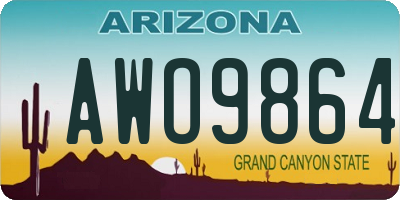 AZ license plate AWO9864