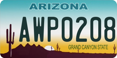 AZ license plate AWP0208