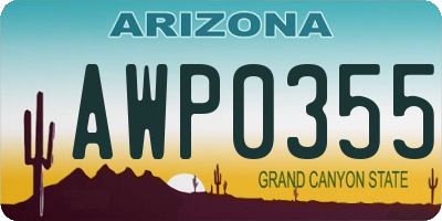 AZ license plate AWP0355