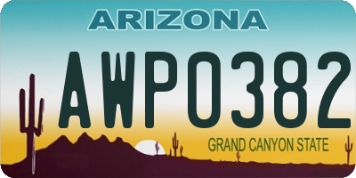 AZ license plate AWP0382