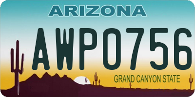 AZ license plate AWP0756