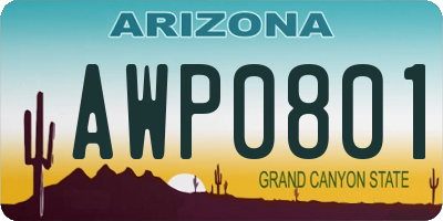 AZ license plate AWP0801