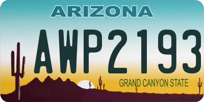 AZ license plate AWP2193