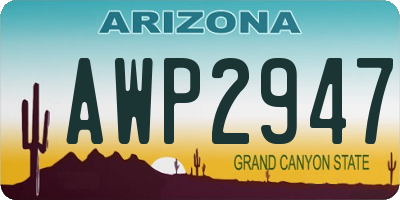 AZ license plate AWP2947