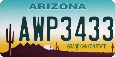 AZ license plate AWP3433