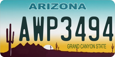 AZ license plate AWP3494