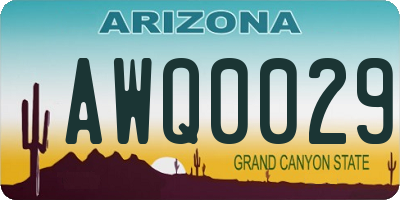AZ license plate AWQ0029