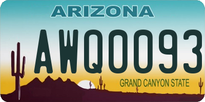 AZ license plate AWQ0093