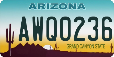 AZ license plate AWQ0236