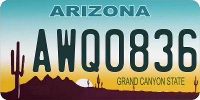 AZ license plate AWQ0836