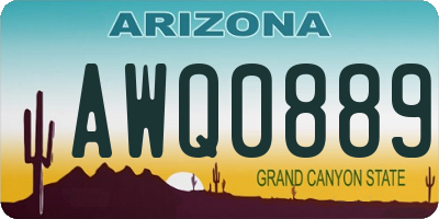 AZ license plate AWQ0889