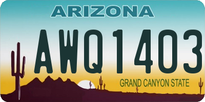 AZ license plate AWQ1403