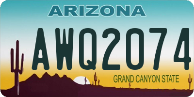AZ license plate AWQ2074