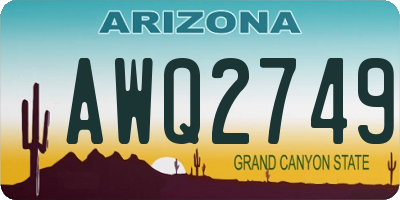 AZ license plate AWQ2749