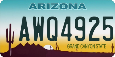 AZ license plate AWQ4925