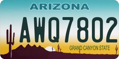 AZ license plate AWQ7802
