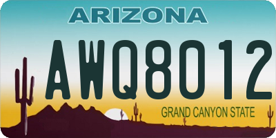 AZ license plate AWQ8012