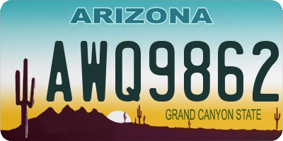 AZ license plate AWQ9862