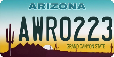 AZ license plate AWR0223