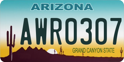 AZ license plate AWR0307