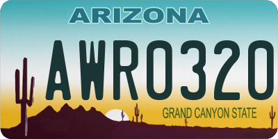AZ license plate AWR0320